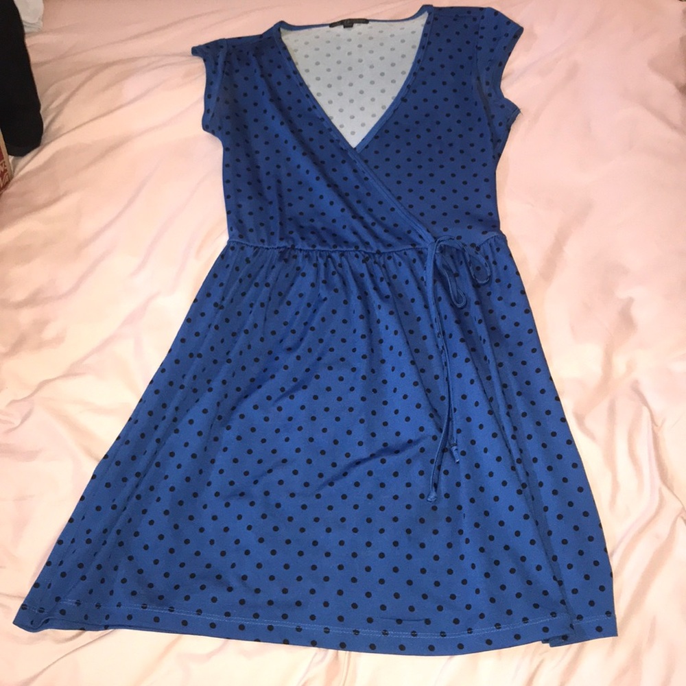 Blue and Black Polka Dot Sun Dress
